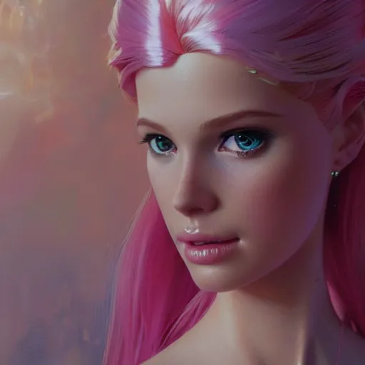 Image similar to a beautiful portrait of barbie in distress ; ultra realistic, concept art, intricate details, stunning model, highly detailed, photorealistic, octane render, 8 k, unreal engine. art by artgerm and greg rutkowski and charlie bowater and magali villeneuve and alphonse mucha