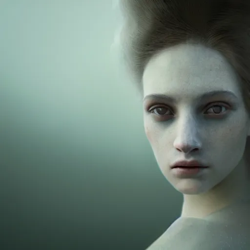 Image similar to portrait of a beautiful ghostly haunting female, depth of field, zeiss lens, detailed, symmetrical, centered, fashion photoshoot, by annie leibovitz and steve mccurry, david lazar, jimmy nelsson, breathtaking, 8 k resolution, extremely detailed, beautiful, establishing shot, artistic, hyperrealistic, beautiful face, octane render