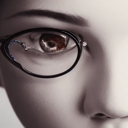 Image similar to girl with 4 eyes, fashion photo, detailed, realistic