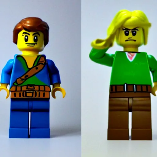 Image similar to link from the legend of zelda, lego movie style