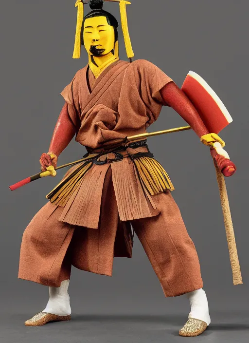 Image similar to a samurai, sponge sculpture