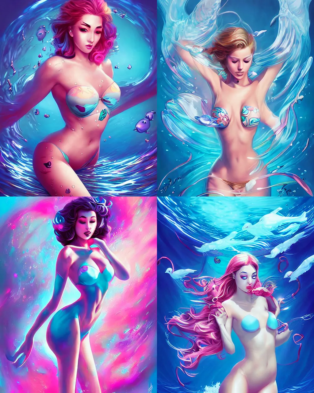 Prompt: underwater dove beauty swirling pop fantasy art, by ross tran and sam nassour and artgerm