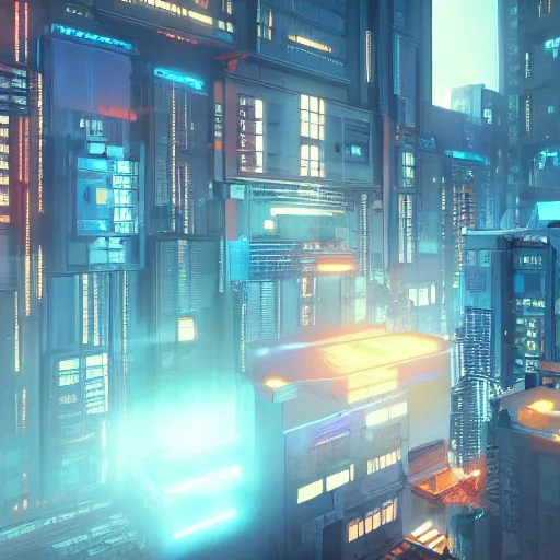 Image similar to the cyberpunk apartment, render, octane, 4k, highly detailed, vivid colors, high definition, by James Gilleard and Makoto Shinkai