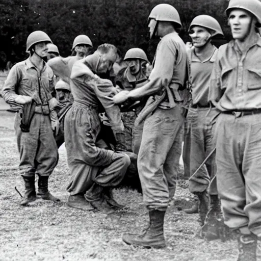 Image similar to ww 2 american officer executing prisoners of war