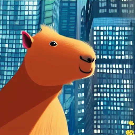 Image similar to a capybara in the style of spiderverse animation