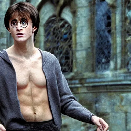 Prompt: harry potter and his long nipples