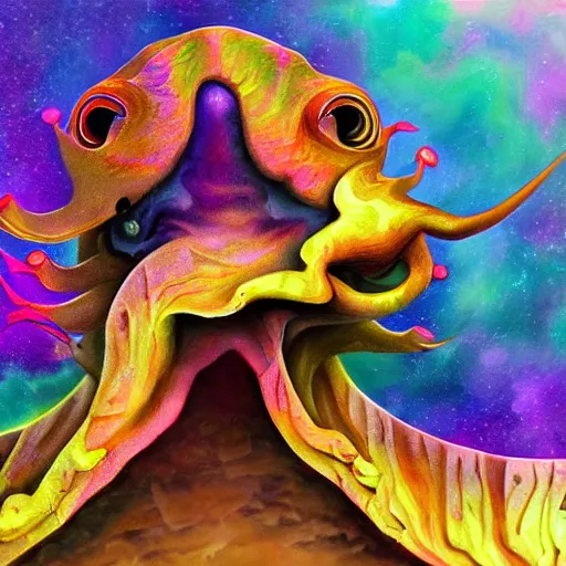 Image similar to fantasy art hyper realistic ai created interesting bizarre subconscious of flamboyant cuttlefish with fractal vignette edge fantastic art award winning best ultra detailed magnificent