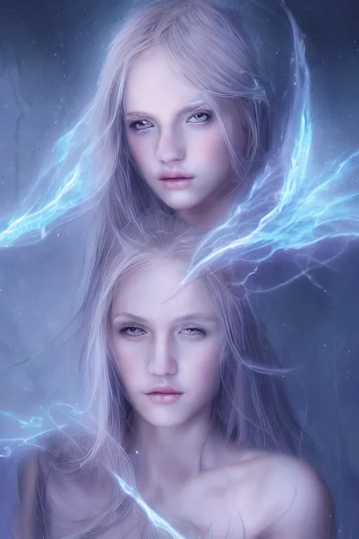 Image similar to a photographic portrait of an attractive young girl, partially clothed in ethereal armor, surrounded by faint whisps of plasma, emitting psychic powers, beautiful bone structure, perfectly proportioned face, perfect eyes, intricate, elegant, highly detailed, hyper detailed, trending on tumblr, by artgerm, by loish, fantasy scene, fantasy aesthetic, trending on Artstation