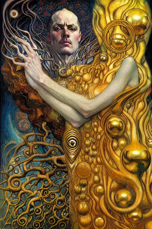 Image similar to Divine Chaos Engine by Karol Bak, Jean Delville, William Blake, Gustav Klimt, and Vincent Van Gogh, symbolist, visionary