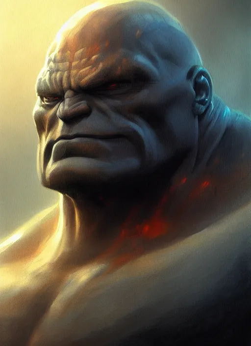 Image similar to very detailed masterpiece painting of darkseid from dc comics, portrait, artstation, concept art by greg rutkowski