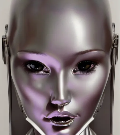 Image similar to portrait of female chrome robot by hagime sorayama