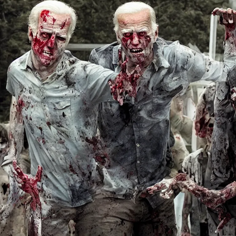 Image similar to zombie Joe Biden in The Walking Dead