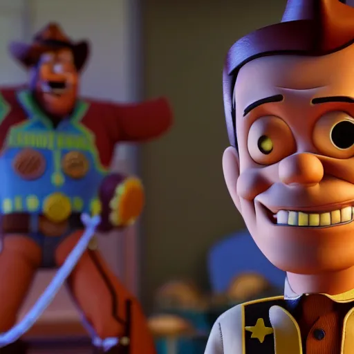 Image similar to rasputin as Sheriff Woody Pride, pixar, 8k hd dof