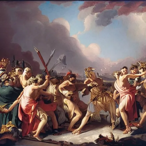 Image similar to pyrrhic victory, painting by johann peter krafft,