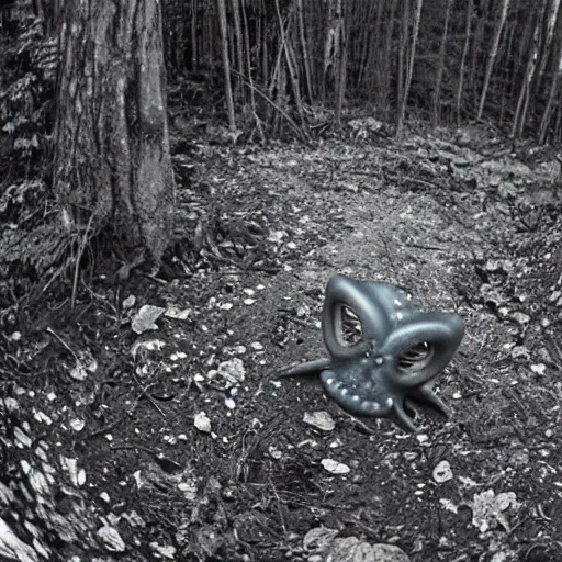 Prompt: cthulu caught on trail cam