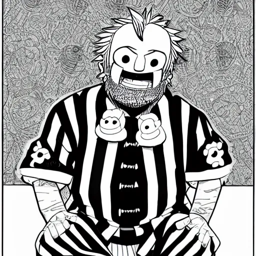 Image similar to beppe grillo in one piece, manga, highly detailed, digital art eichiro oda style, line art