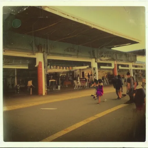 Image similar to A polaroid photo of a hawker centre