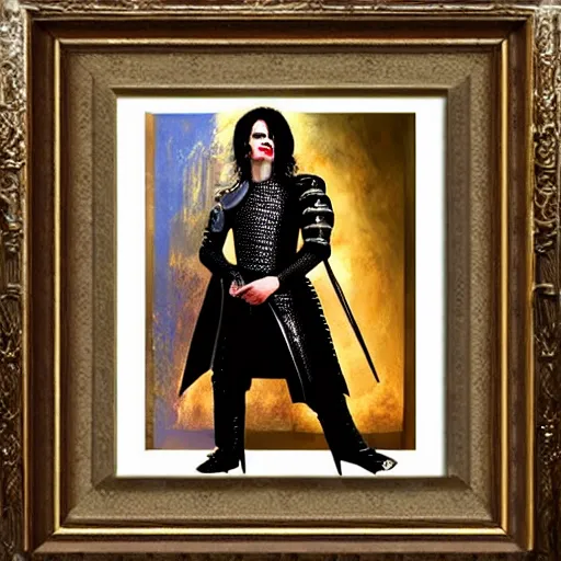 Image similar to Michael Jackson in medieval armor, painting, cinematic,