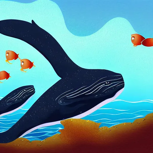 Image similar to mermain bring eaten be a whale, digital art