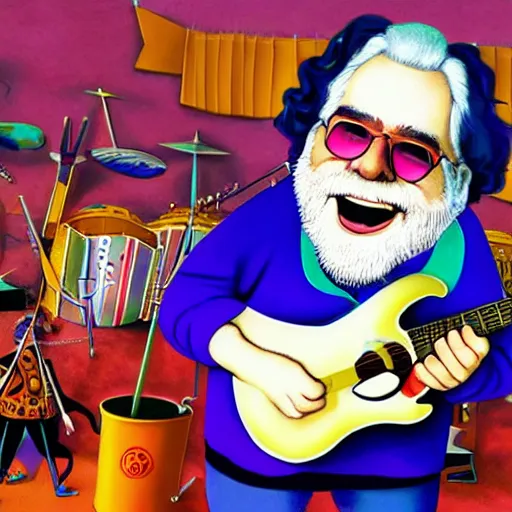 Prompt: jerry garcia as a pixar character