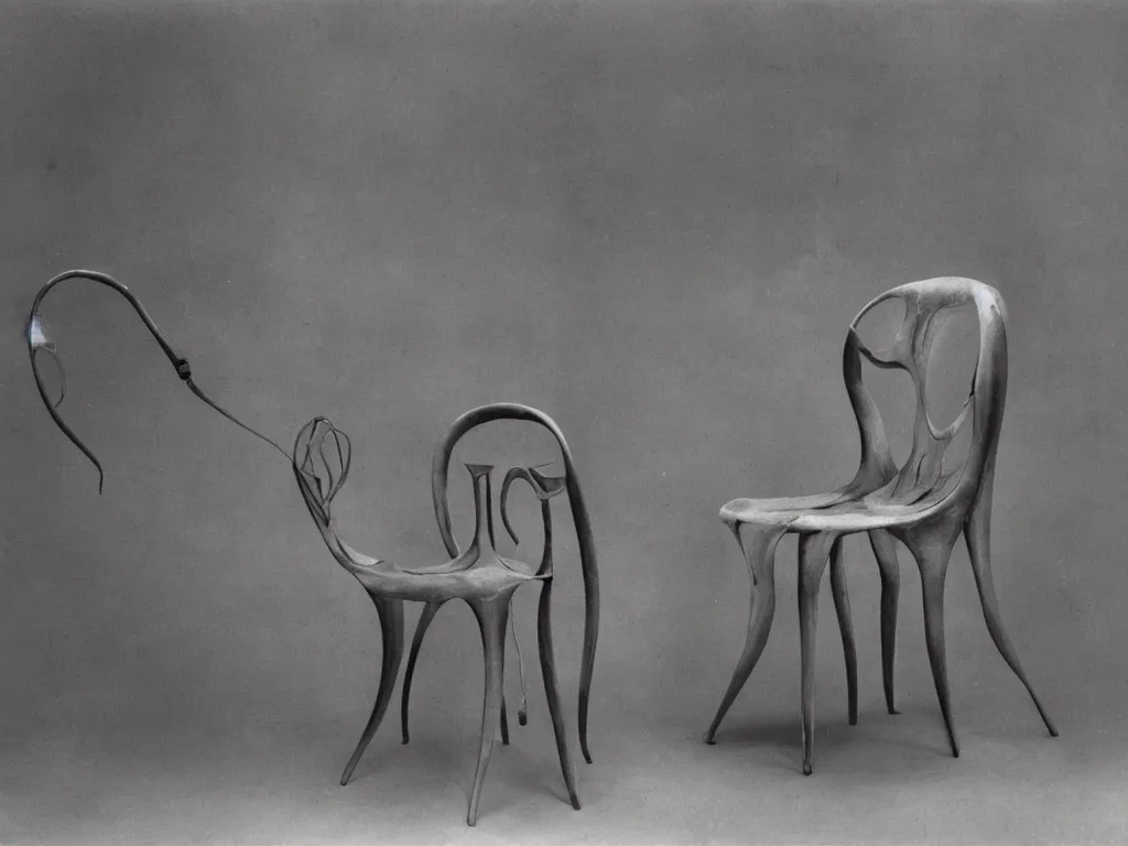 Image similar to luminescent gothic chair with ear. karl blossfeldt, morandi