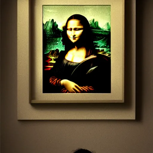 Image similar to mona lisa in style of cyber punk