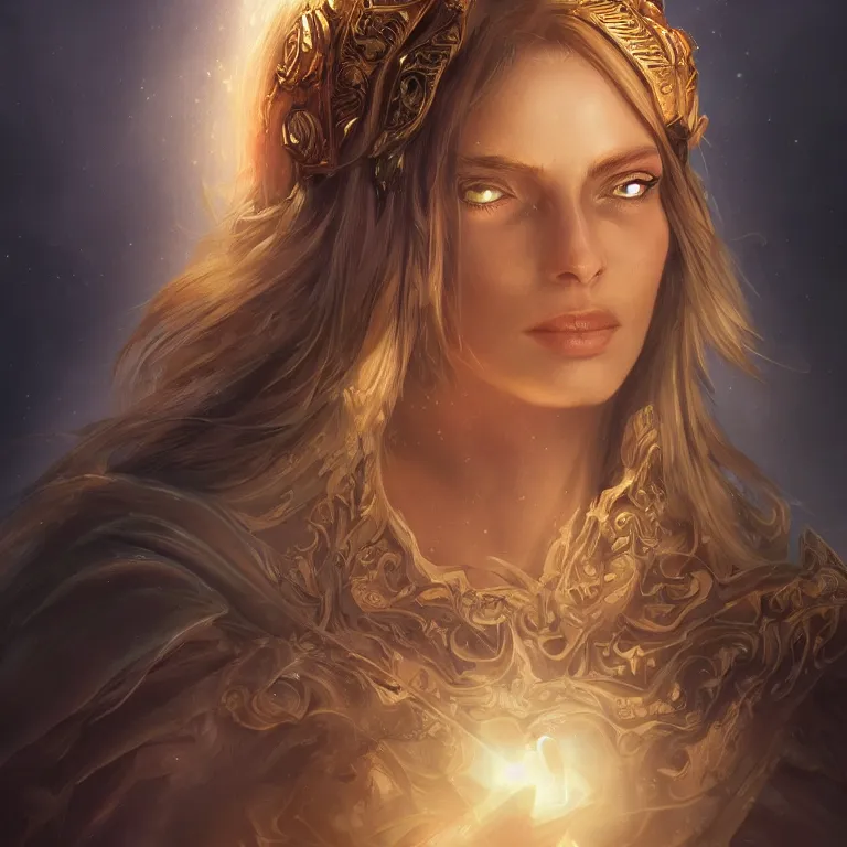 Image similar to highly detailed portrait of a beautiful celestial mage, dramatic light, artstation