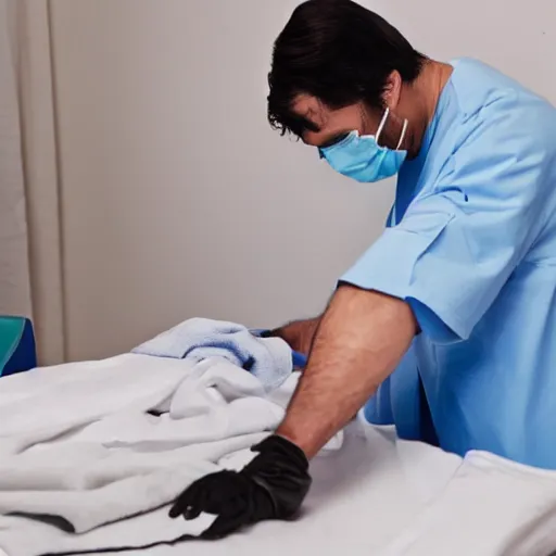 Image similar to Surgeon ironing his patient