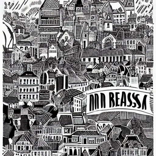 Image similar to mcbess and rutkowski artwork of civilisation. its people were said to be wise and just, and their city was a beautiful place full of wonderful buildings and treasures.