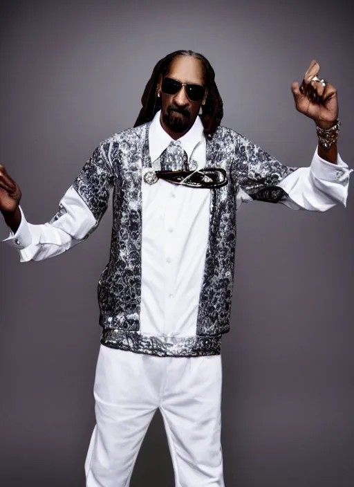 Image similar to promo photo of Snoop Dogg in a maid outfit