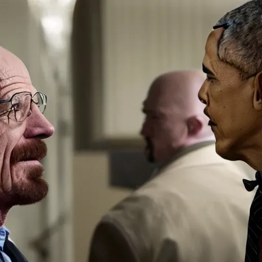Image similar to Walter White kissing Obama