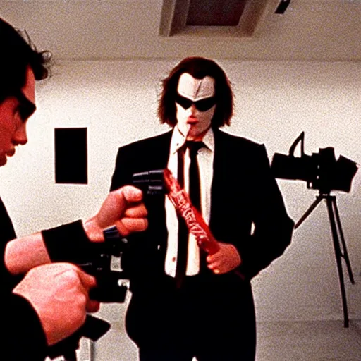 Prompt: stanley kubrick shooting eyes wide shut, in american psycho ( 1 9 9 9 )