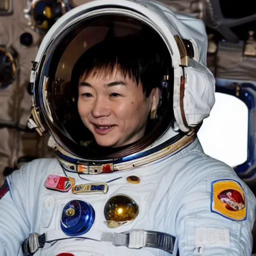 Image similar to a chinese astronaut in the low orbit of Jupiter