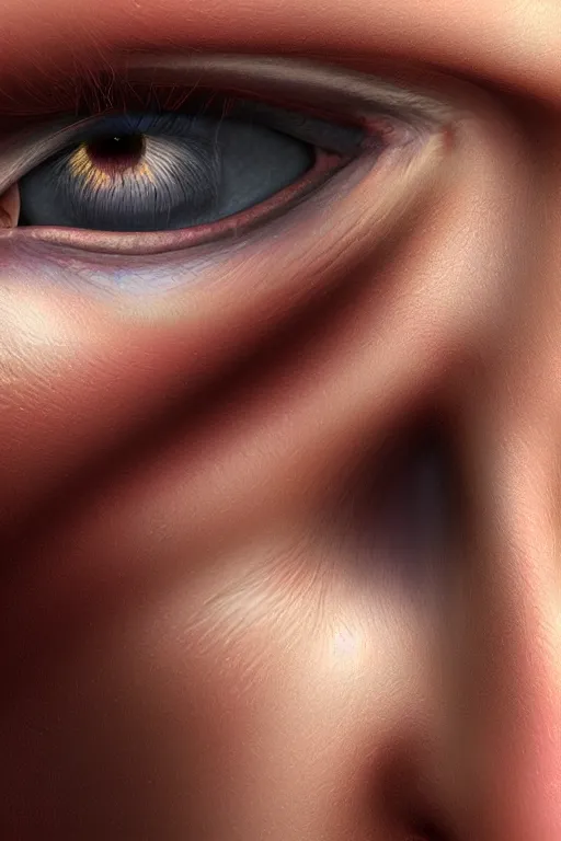 Image similar to ! dream a beautiful woman's face with one colorful eye, beautiful woman cyclopes, a 3 d render by igor morski, cgsociety, psychedelic art, daz 3 d, behance hd, rendered in cinema 4 d