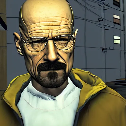Prompt: walter white a HEV suit, half life