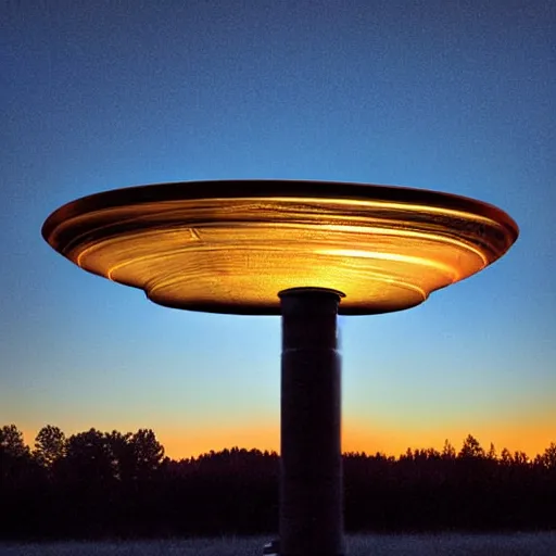 Prompt: actual photograph of UFO, golden hour, award winning, high def