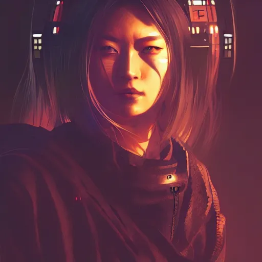 Image similar to portrait of a female cyberpunk hacker samurai in neotokyo at night, futuristic cyberpunk tokyo night, sci - fi and fantasy, intricate and very beautiful, highly detailed, digital painting, artstation, concept art, smooth and sharp focus, illustration, art by tian zi and wlop and alphonse mucha