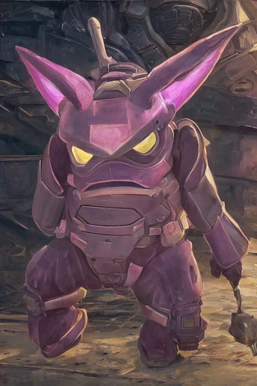 Prompt: gengar pokemon playing as master chief, oil on canvas, intricate, 8 k highly professionally detailed, hdr, cgsociety