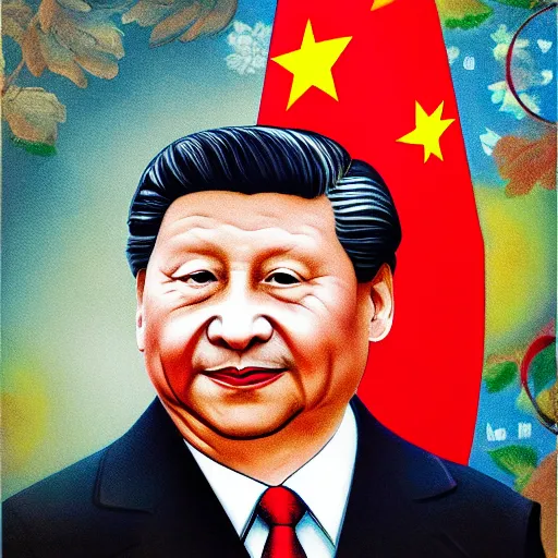 Image similar to The portrait of Xi Jinping with googly eyes