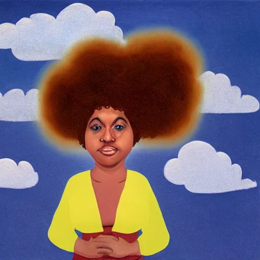 Image similar to mixed fat woman with an afro in the clouds