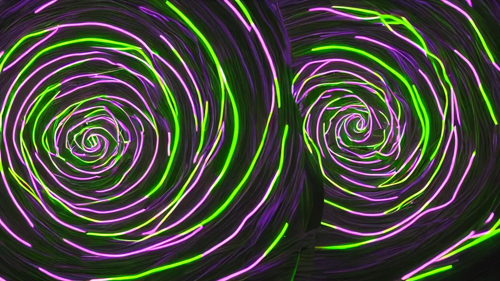 Image similar to a neon endless spiral, 8 k, rim lighting, lumen global illumination