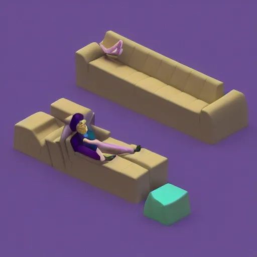 Image similar to ( 2 0 0 4 - 2 0 0 7 ) isometric candy sofa, sculpted, 3 d render, in the style of yoworld, vmk myvmk, haunted mansion, artstation, white background, zoomed out view by miha rinne