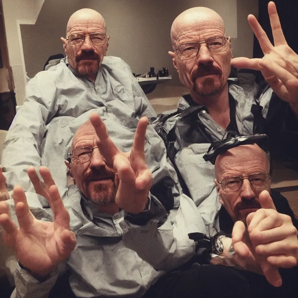 Image similar to “ walter white giving the peace sign ”