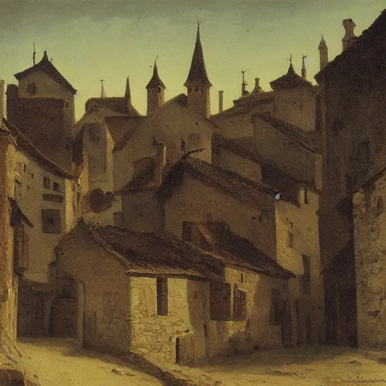 Prompt: A village from Spain. Carl Gustav Carus.