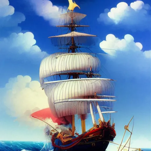 Prompt: Anime one piece ship made by Aivazovsky Ivan