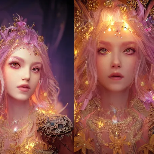 Image similar to portrait of fairy princess, glowing, ornate and intricate jewelry, jaw dropping beauty, glowing background lighting, white accent lighting, hyper detailed, fairy tale, 4 k octane render