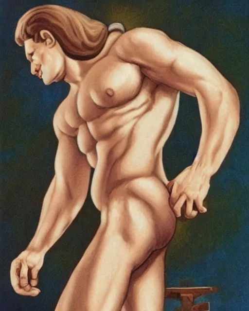 Prompt: muscular virgin mary tom of finland