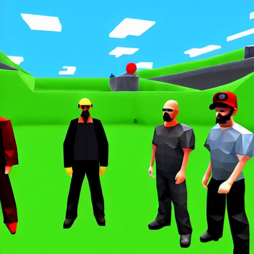 Image similar to breaking bad, nintendo 6 4 screenshot, low poly, aliased