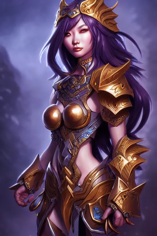 Prompt: sakimi chan, fantasy armor, detailed face, detailed hands, dynamic lighting, tony sart