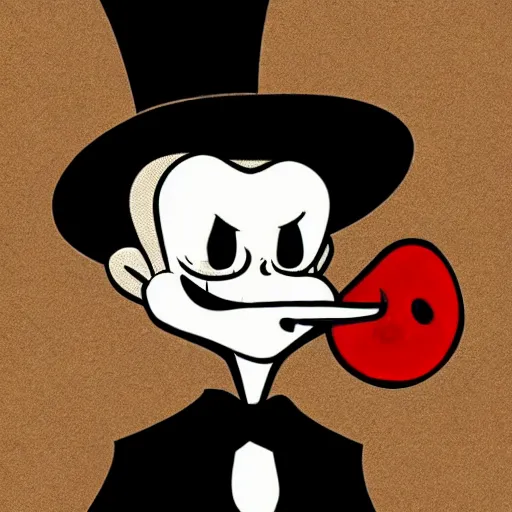 Prompt: vampire with a top hat and a monocle in the style of chad moldenhauer, cuphead, old style